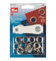 Prym Eyelets And Washers 11mm Silver Coloured - 15 Pieces Brass Rustproof