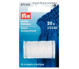 White Elastic Sewing Thread / Shirring O.5mm X 20m (Due Jun)