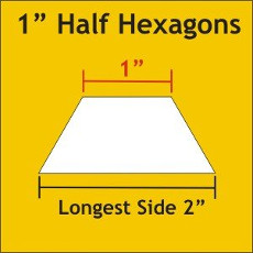 1 Inch Half Hexagons 75 Pieces - Paper Piecing