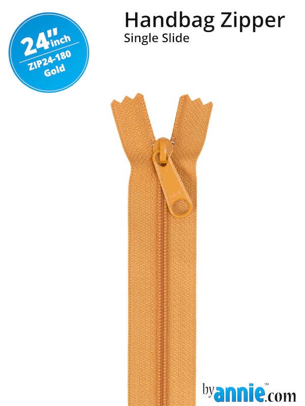 Single Slide Bag Zipper 24in Gold From ByAnnie (ZIP24-180)
