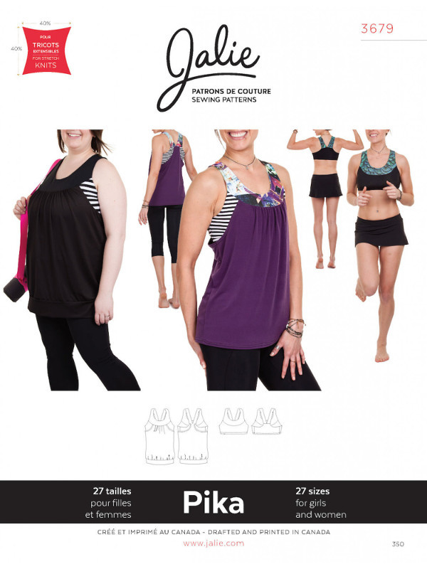 Pika Sport Bra & Layered Blouson Tank Pattern by Jalie