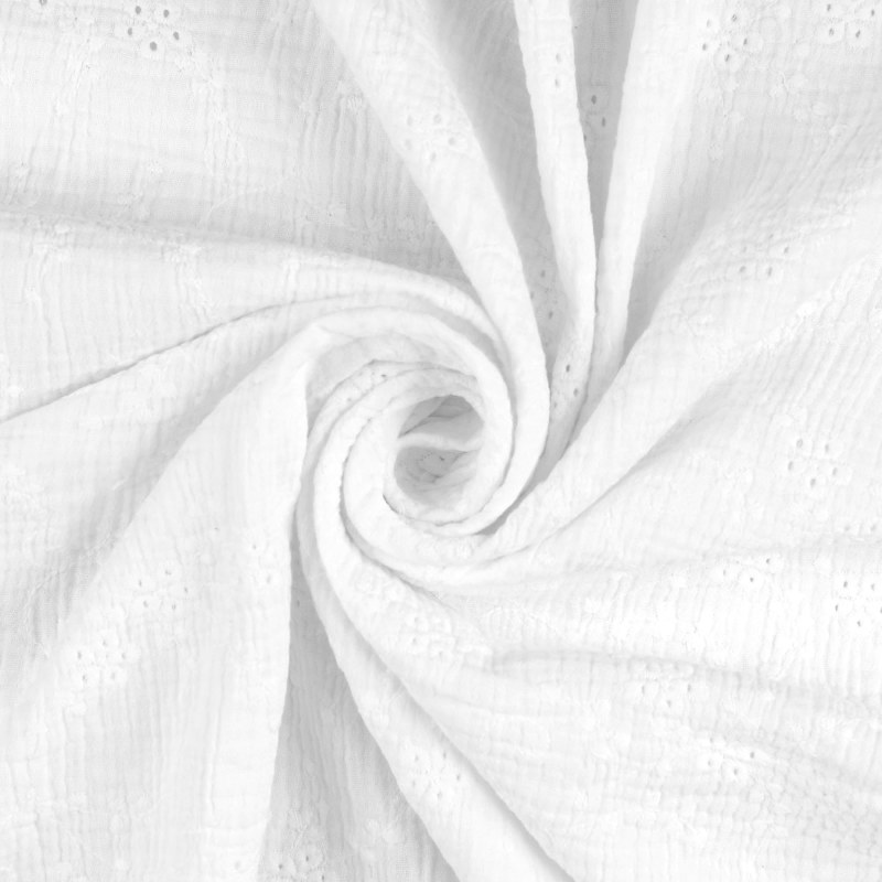 White Embroidered Double Gauze from Nikaho by Modelo Fabrics