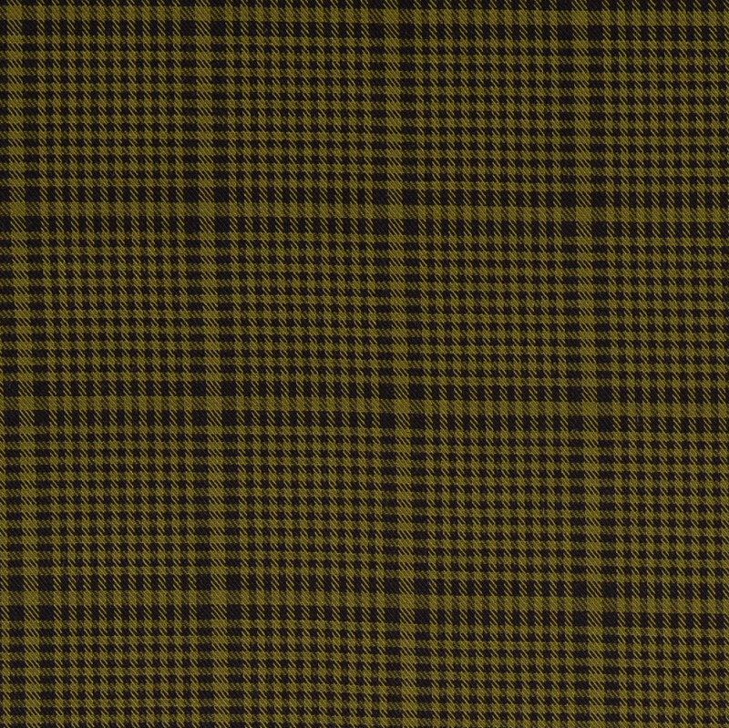 Black and Olive Yarn Dyed Check Rayon Twill from Debden by Modelo Fabrics