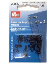 Prym Hooks And Eyes Brass Size 2 Black Colour