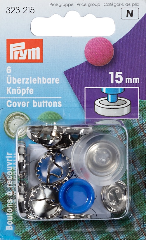 Prym Cover Buttons 19mm Silver Finish - 5 Pieces Brass Rustproof