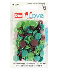 Prym Green / Light Green / Brown Non-sew Colour Snaps - 12.4mm 30 Pieces