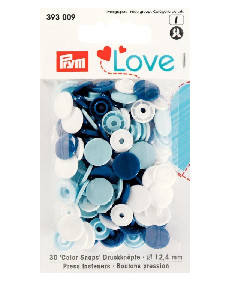 Prym Blue / White / Light Blue Non-sew Colour Snaps - 12.4mm 30 Pieces