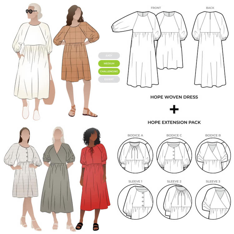 Hope Dress Extension Pack Pattern Size 4-16 By Style Arc