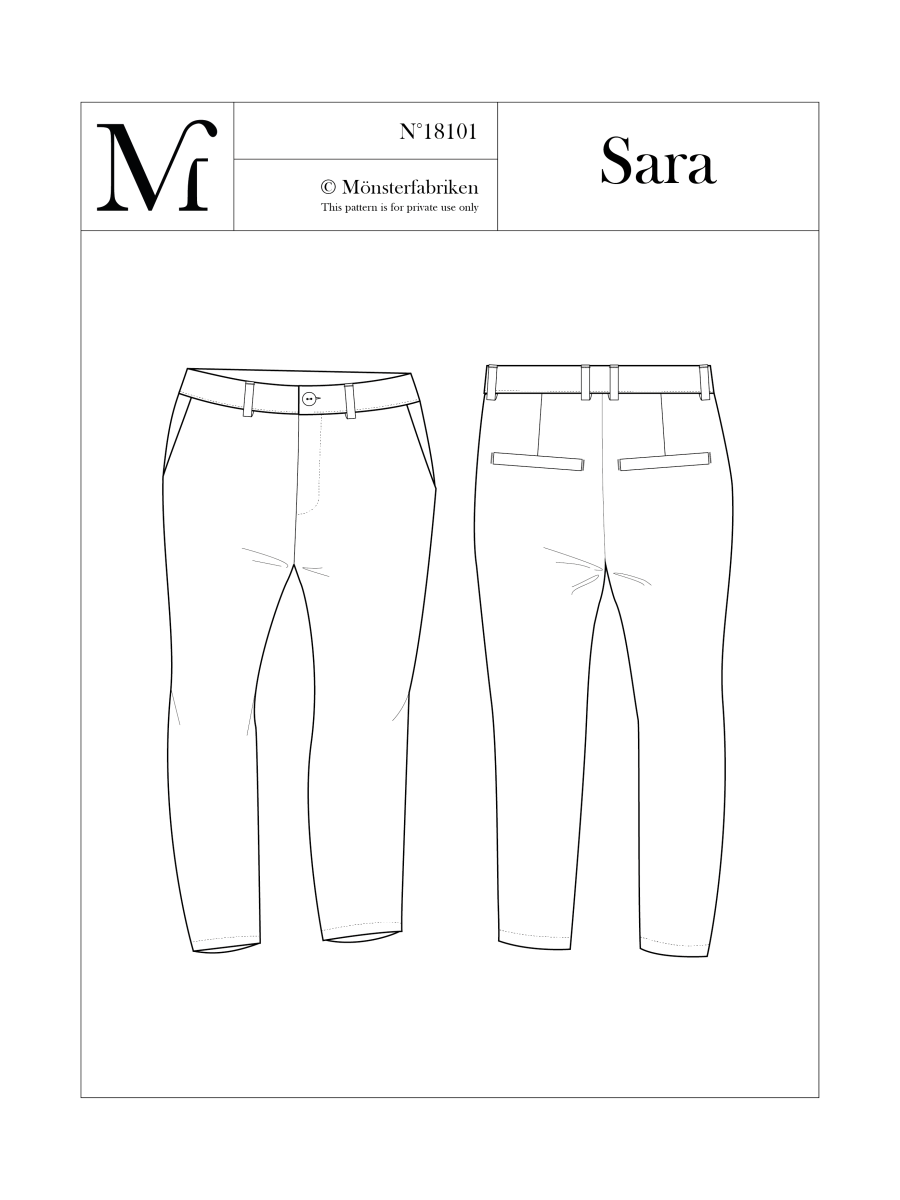 Sara Chino Trousers Pattern 90 - 106cm Hip by Monsterfabriken