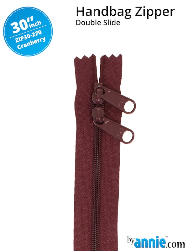 Double Slide Bag Zipper 30in Cranberry From ByAnnie (ZIP30-270)