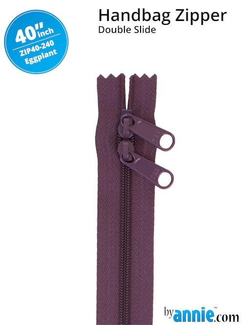 Double Slide Bag Zipper 40in Eggplant From ByAnnie (ZIP40-240)