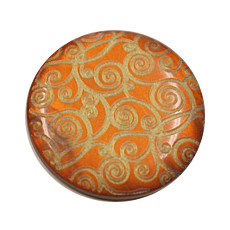 Acrylic Shank Button Gold Embossed 18mm Orange