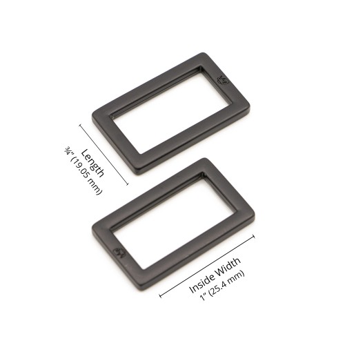 Rectangle Ring - Black Metal - 1 in (24mm) Pack of 2 From ByAnnie