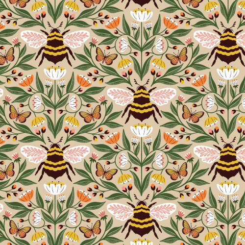 Bee-Utiful Tan From Honey Garden By Juliana Tipton For Cloud9 Fabrics