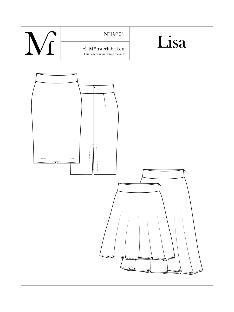 Lisa Skirt Pattern 104 - 124cm Hip by Monsterfabriken
