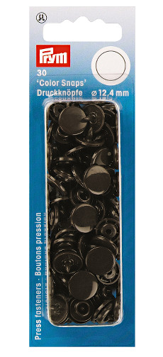 Prym Dark Brown Non-sew Colour Snaps - 12.4mm 30 Pieces