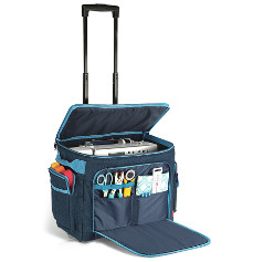 Prym Sewing Machine Trolley Denim Telescopic Handle and Castors 44cm x 22cm x 36cm