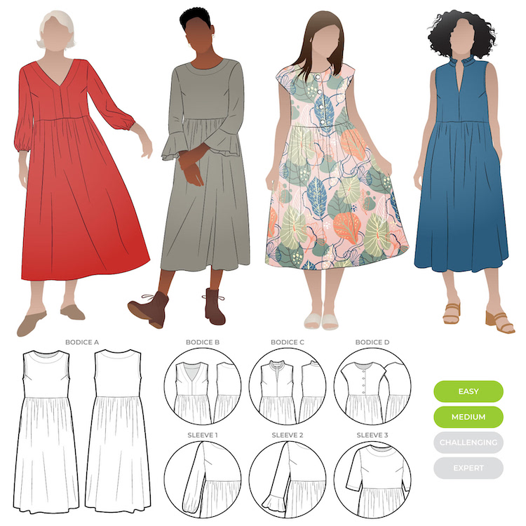 Montana Dress Extension Pack Pattern Size 18-30 By Style Arc