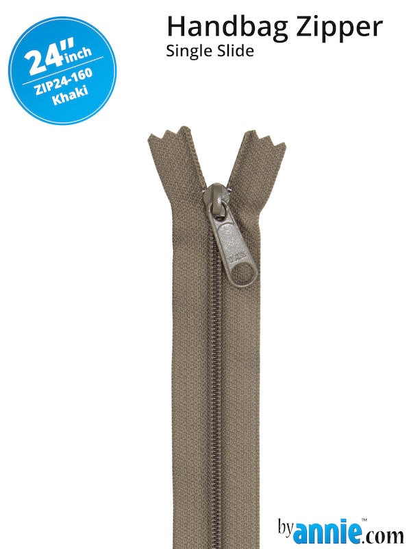 Single Slide Bag Zipper 24in Khaki From ByAnnie (ZIP24-160)