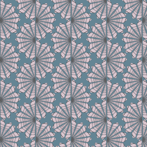 Shell Fan in Blue/Pink from Seashell Serenade by Jayme Murray for Cloud9 Fabrics (Avail Jun)