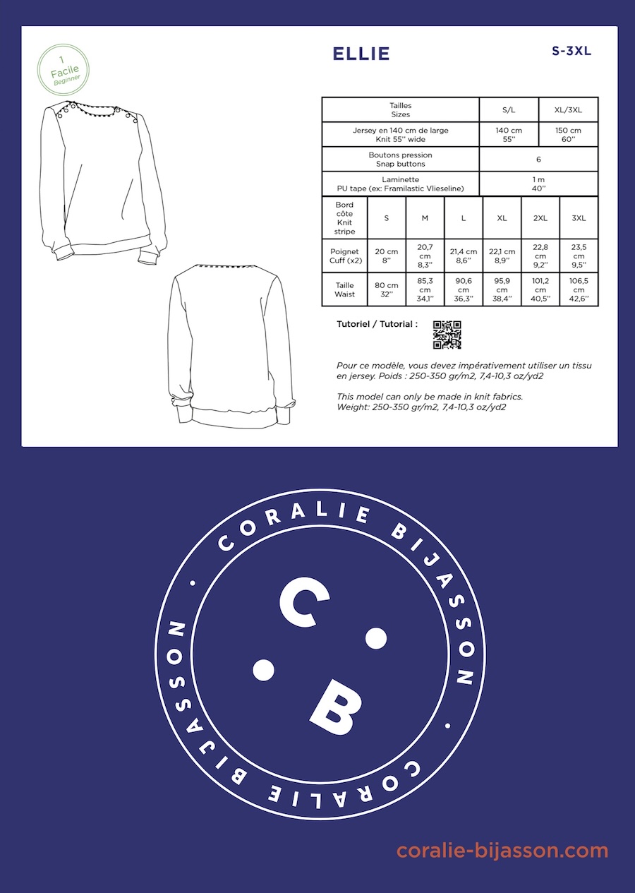 Ellie Sweatshirt Pattern By Coralie Bijasson (Avail May)