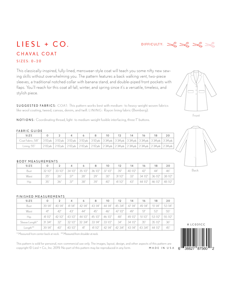 Chaval Coat Pattern by Liesl + Co