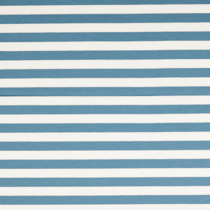 Denim / White Yarn Dyed Striped French Terry From Malo by Modelo Fabrics