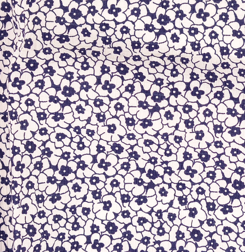 Navy Floral Print Viscose Seersucker from Kaita by Modelo Fabrics