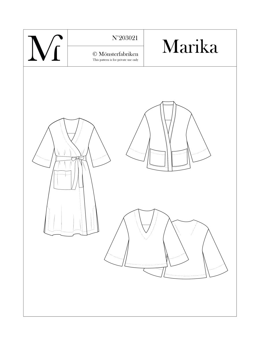 Marika Dress Top & Jacket Pattern 74 - 116cm Chest by Monsterfabriken