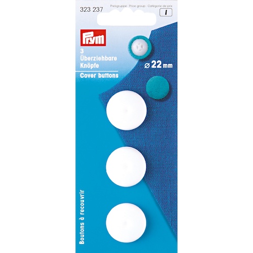 Prym Cover Buttons 22mm White Plastic - 3 Pieces