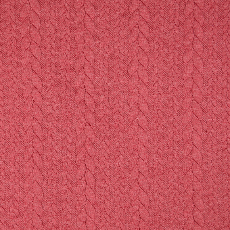 Strawberry Heathered Cable Jacquard Knit from Barso by Modelo Fabrics