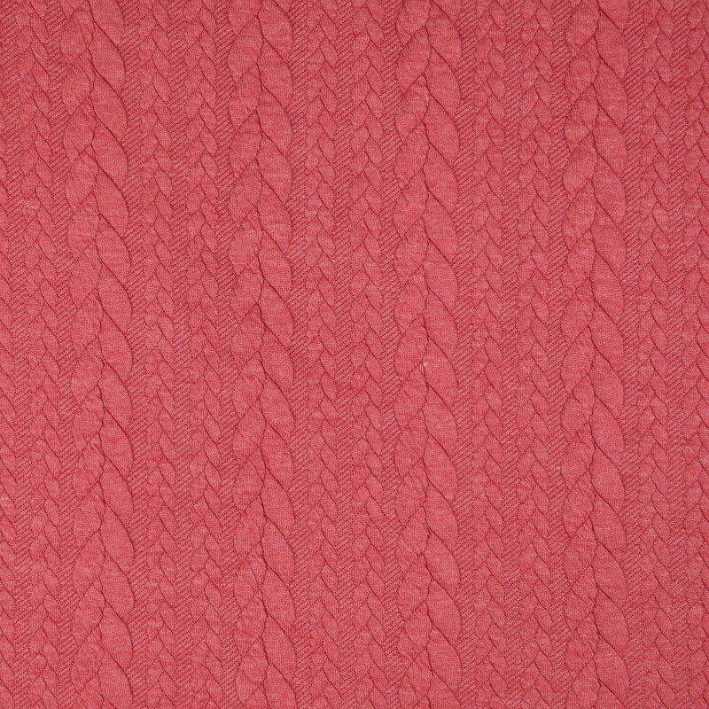Strawberry Heathered Cable Jacquard Knit from Barso by Modelo Fabrics