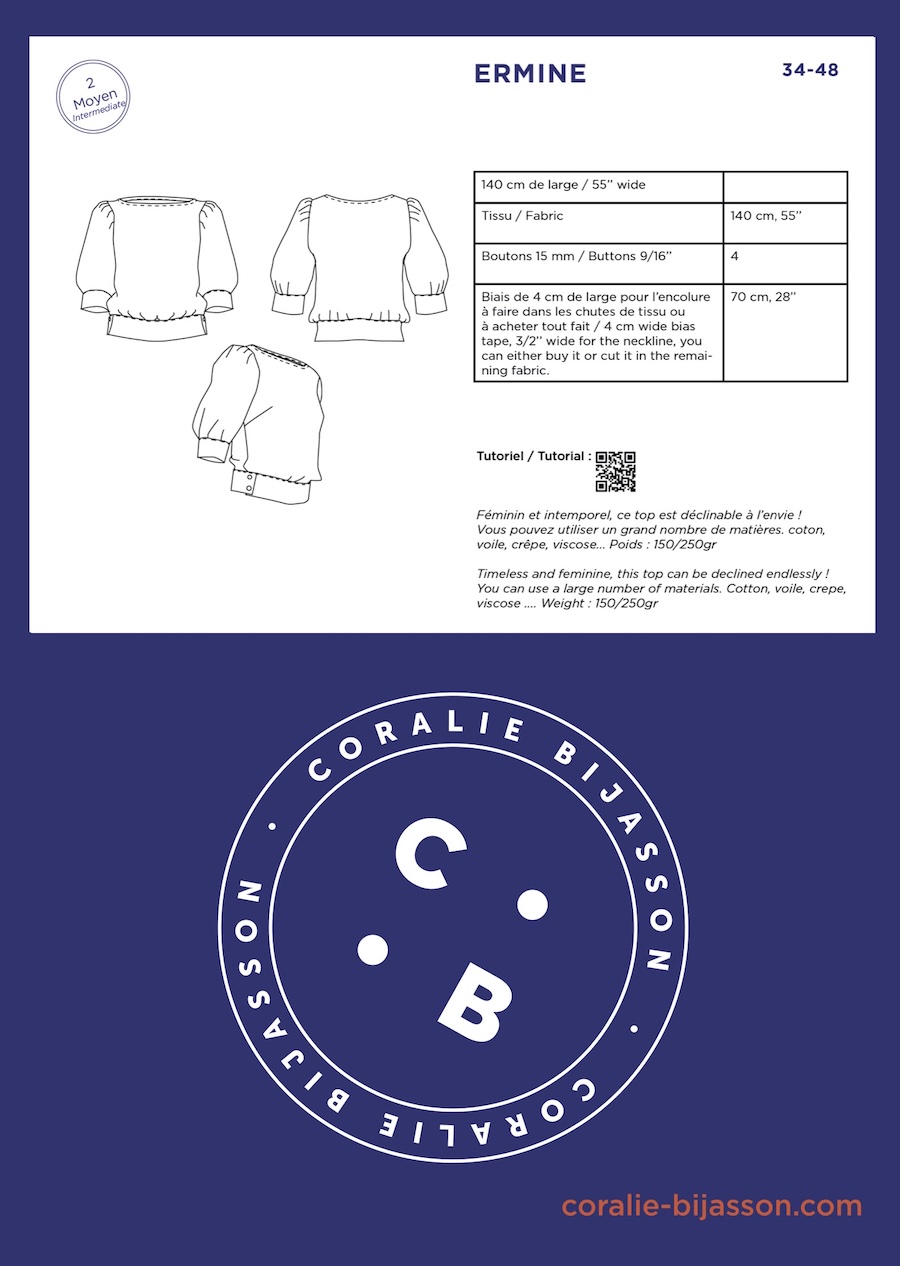 Ermine Blouse Pattern By Coralie Bijasson (Avail May)