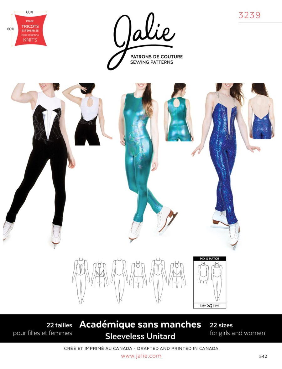 Long Sleeveless Unitard Pattern by Jalie