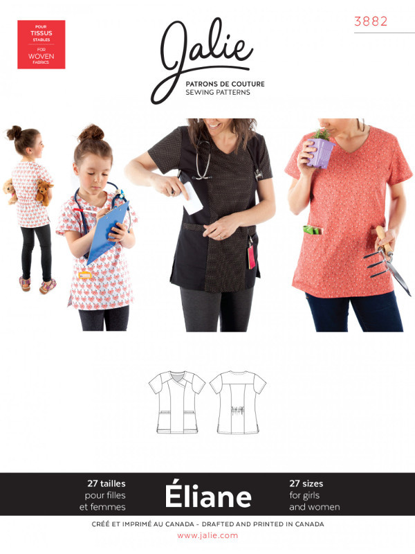 Eliane Scrub Top Pattern by Jalie