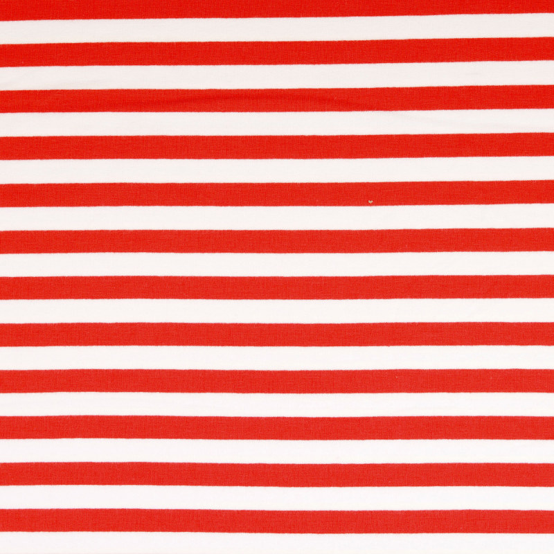 Malo Red / White Yarn Dyed Striped French Terry Fabric