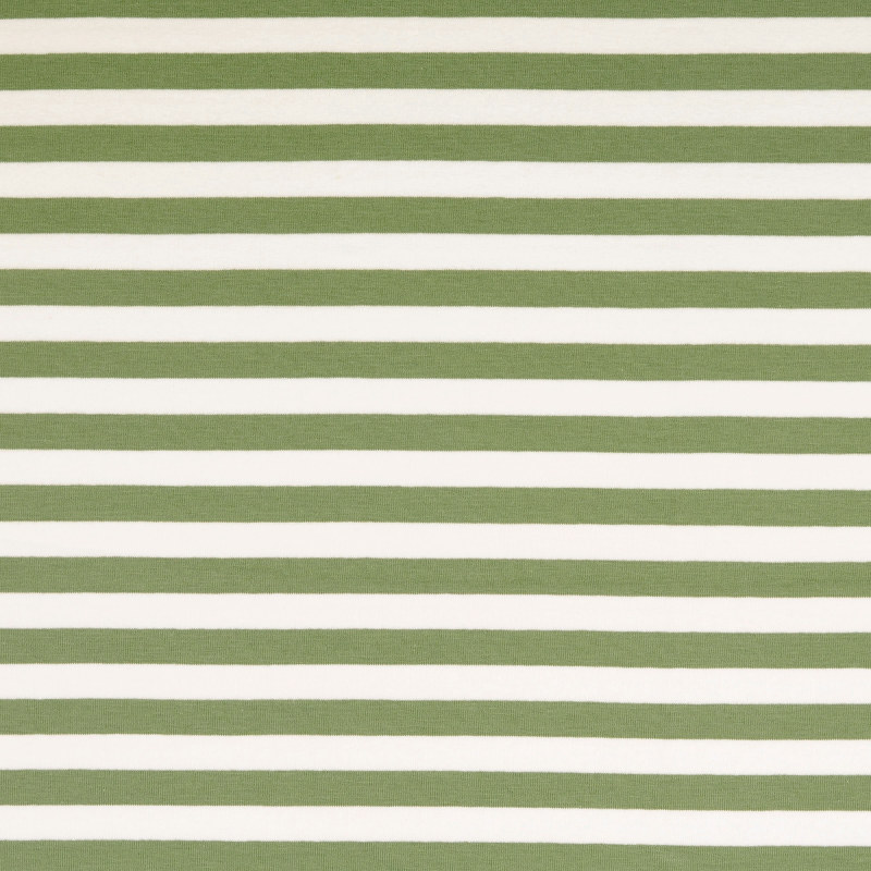 Sage Green / White Yarn Dyed Striped French Terry From Malo by Modelo Fabrics