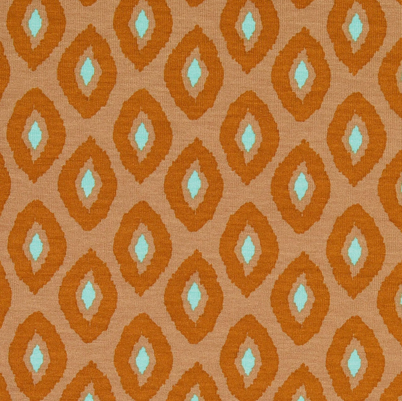 Diamond on Tan Rayon Jersey from Santa Anna by Modelo Fabrics
