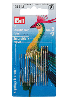 Prym Fine Embroidery Needles Ht 3-9 Assorted With 16pcs