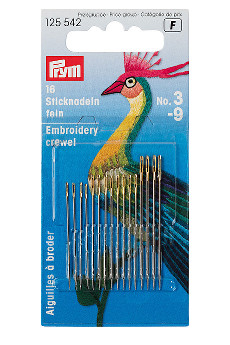 Prym Fine Crewel Needles Ht 3-9 Assorted With 16pcs