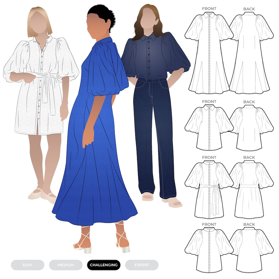Dallas Woven Shirt And Dress Pattern Size 4-16 By Style Arc