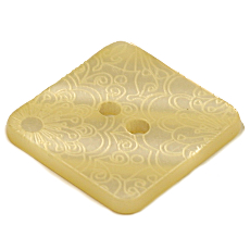 Acrylic Button 2 Hole Square Gloss Embossed 37mm Lemon