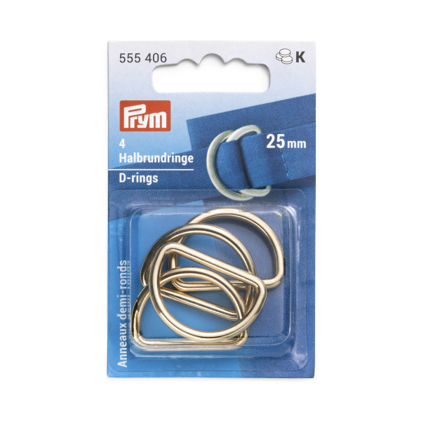 Prym D-Rings 25mm New Gold 4 pc