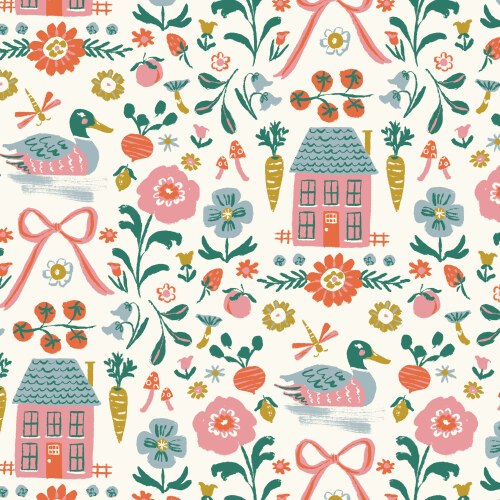 Homestead from Happy Homestead in Ivory/Multi by Samantha Johnson for Cloud9 Fabrics (Avail Jun)
