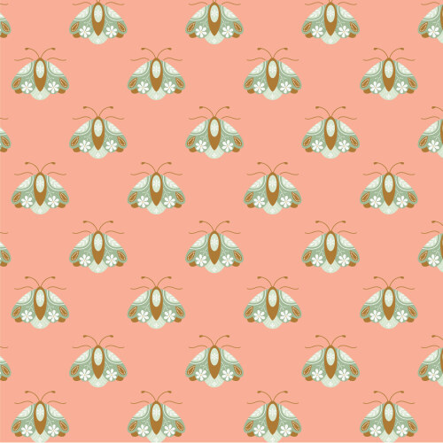Little Moth Coral From Vintage Charm By Popeia Herzog For Cloud9 Fabrics (Avail Mar)