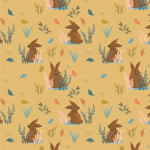 Bunny Hops From Woodland Creatures By Dominika Godette For Cloud9 Fabrics