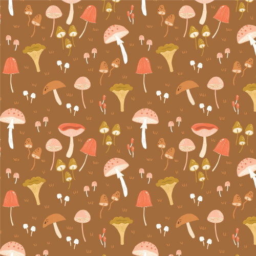 Magic Mushroom Brown From Woodland Creatures By Dominika Godette For Cloud9 Fabrics