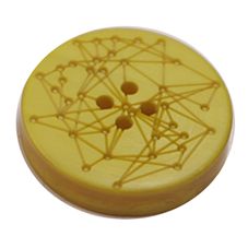 Acrylic Button 4 Hole Engraved 28mm Yellow