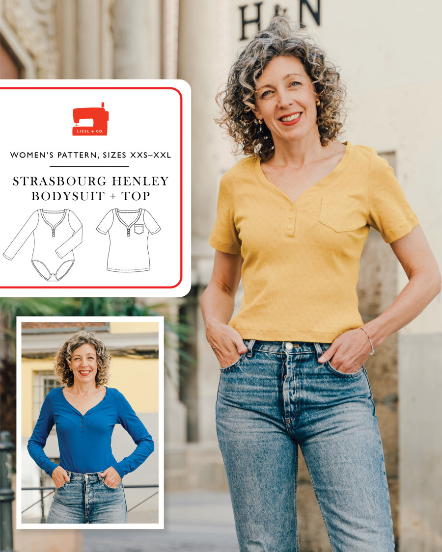 Strasbourg Henley Bodysuit +Top Pattern by Liesl + Co