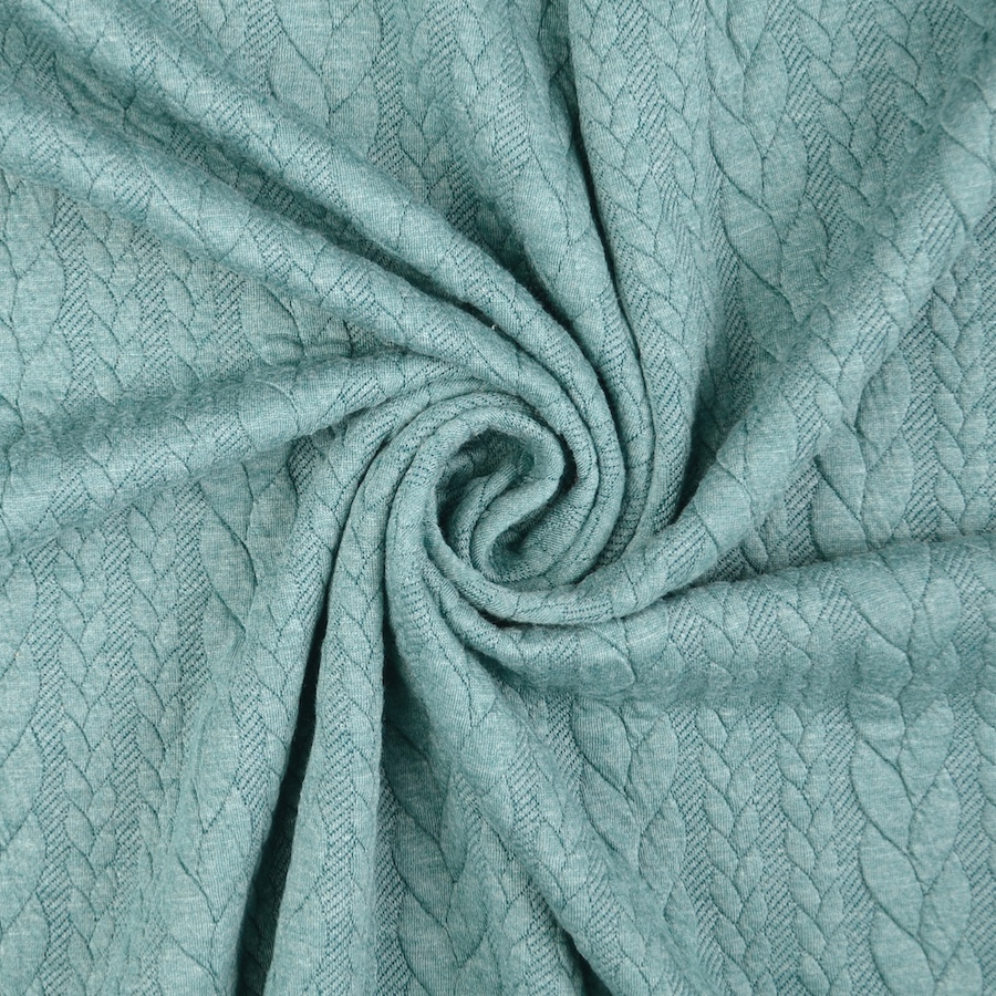 Aqua Heathered Cable Jacquard Knit from Barso by Modelo Fabrics